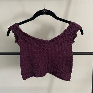 Free People Off The Shoulder Crop Top - Purple